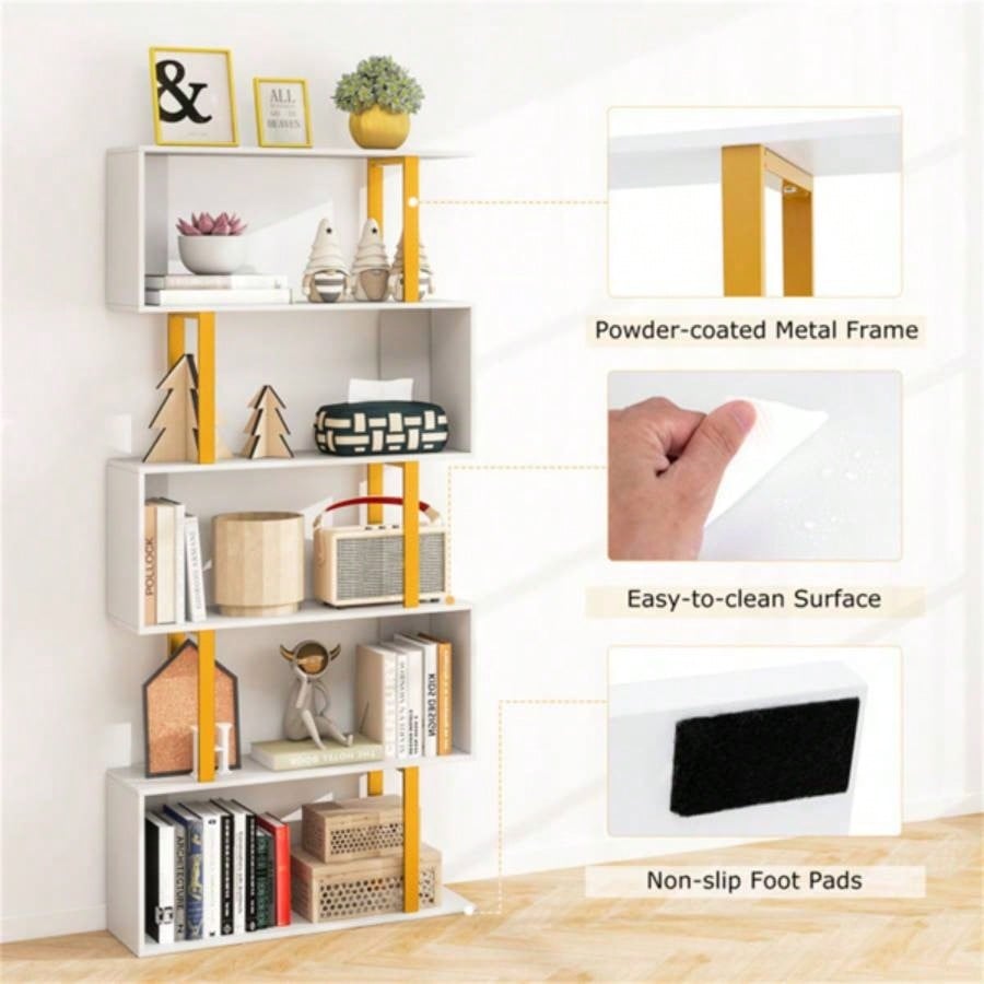 5 - Tier S - shaped Shelves/Geometric Bookcase