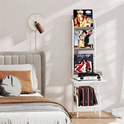 5 - Tier Record Player Stand with Display Shelf - White