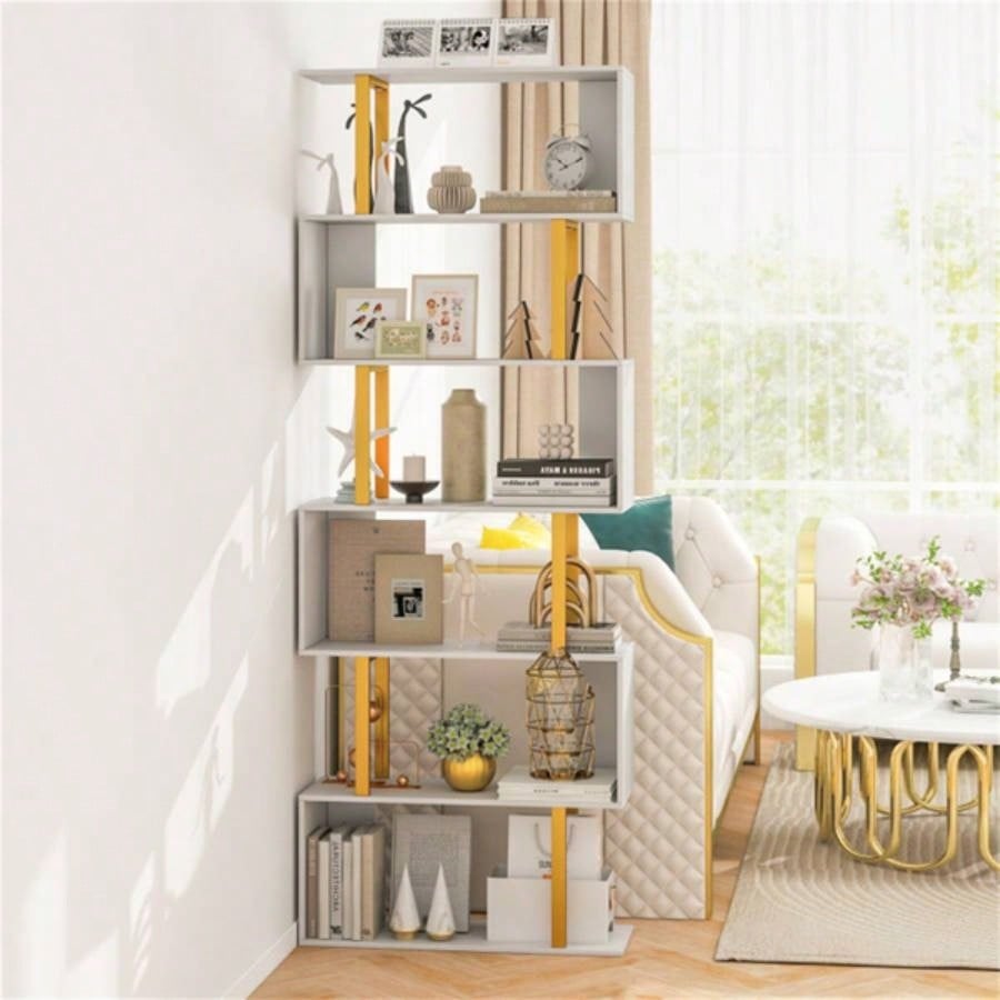 6 - Tier S - shaped Shelves/Geometric Bookcase