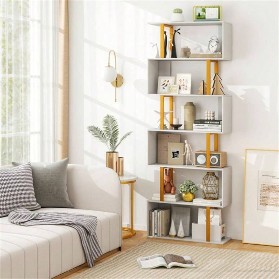 6 - Tier S - shaped Shelves/Geometric Bookcase