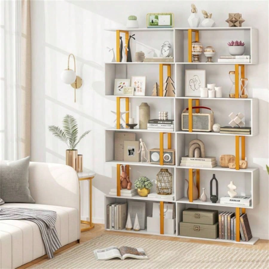 6 - Tier S - shaped Shelves/Geometric Bookcase