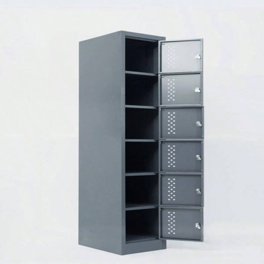 Metal garage storage cabinet, six separate storage compartments - 70.98 - inch steel lock cabinet, suitable garages and warehouses gray
