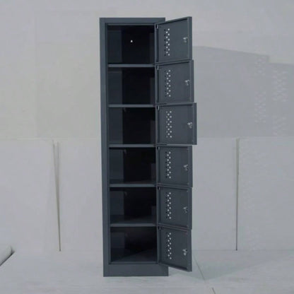 Metal garage storage cabinet, six separate storage compartments - 70.98 - inch steel lock cabinet, suitable garages and warehouses gray