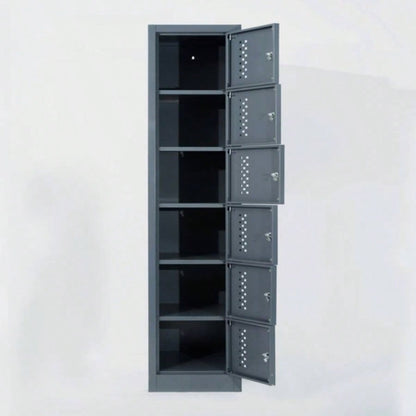 Metal garage storage cabinet, six separate storage compartments - 70.98 - inch steel lock cabinet, suitable garages and warehouses gray