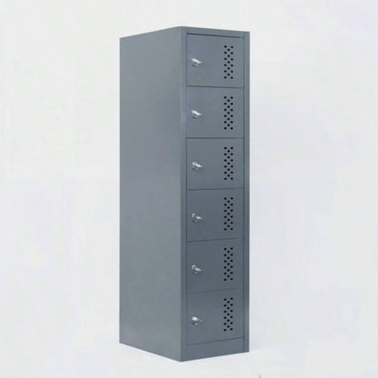 Metal garage storage cabinet, six separate storage compartments - 70.98 - inch steel lock cabinet, suitable garages and warehouses gray