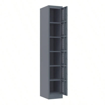 Metal garage storage cabinet, six separate storage compartments - 70.98 - inch steel lock cabinet, suitable garages and warehouses gray