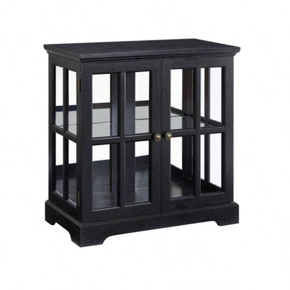 LED Curio Display Cabinet, Antique Display Cabinet with Adjustable Shelves, Retro Design Quality Showcase with Lattice Doors Elegant Bookcase and Storage Cabinet Home Decor and Organization BLK