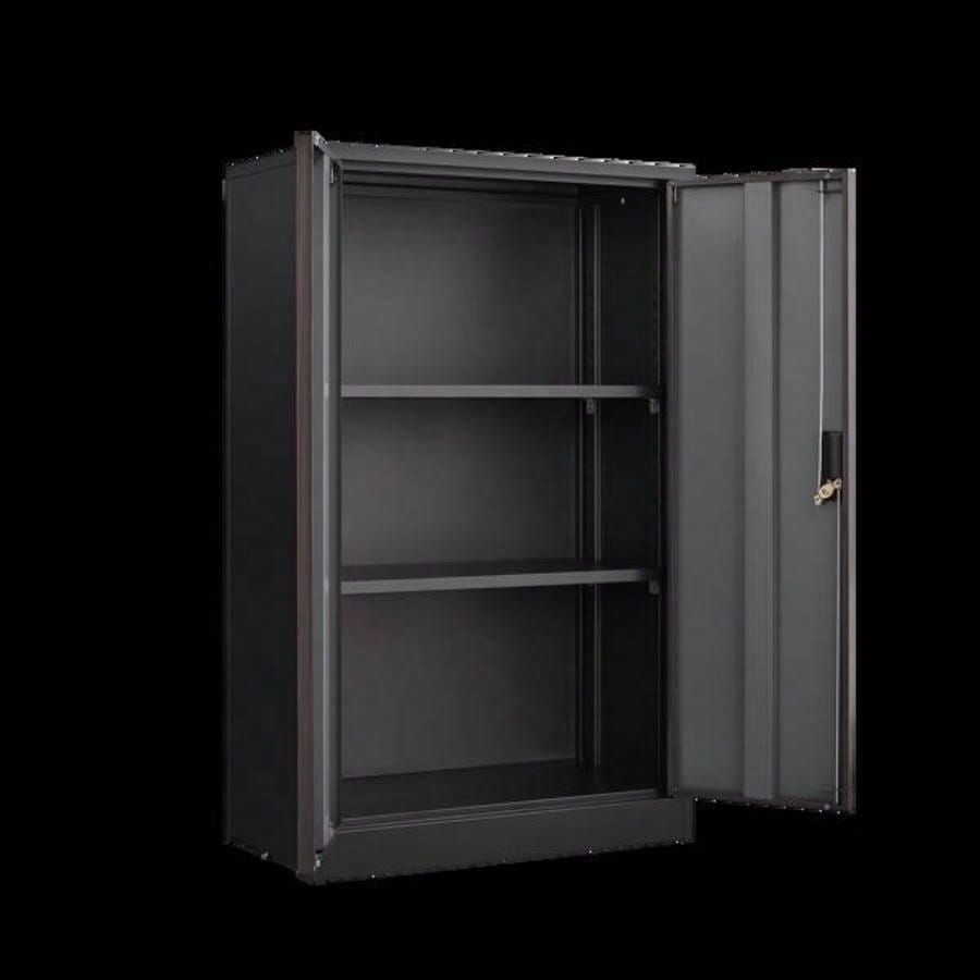 Metal Storage Cabinet with Locking Doors and Adjustable Shelf, Folding Filing Storage Cabinet, Folding Storage Locker Cabinet Home Office, School, Garage, Black