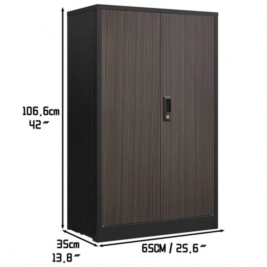 Metal Storage Cabinet with Locking Doors and Adjustable Shelf, Folding Filing Storage Cabinet, Folding Storage Locker Cabinet Home Office, School, Garage, Black