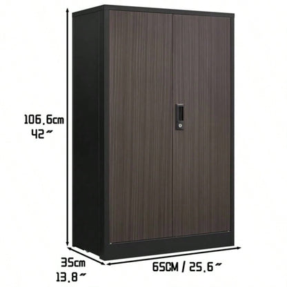 Metal Storage Cabinet with Locking Doors and Adjustable Shelf, Folding Filing Storage Cabinet, Folding Storage Locker Cabinet Home Office, School, Garage, Black