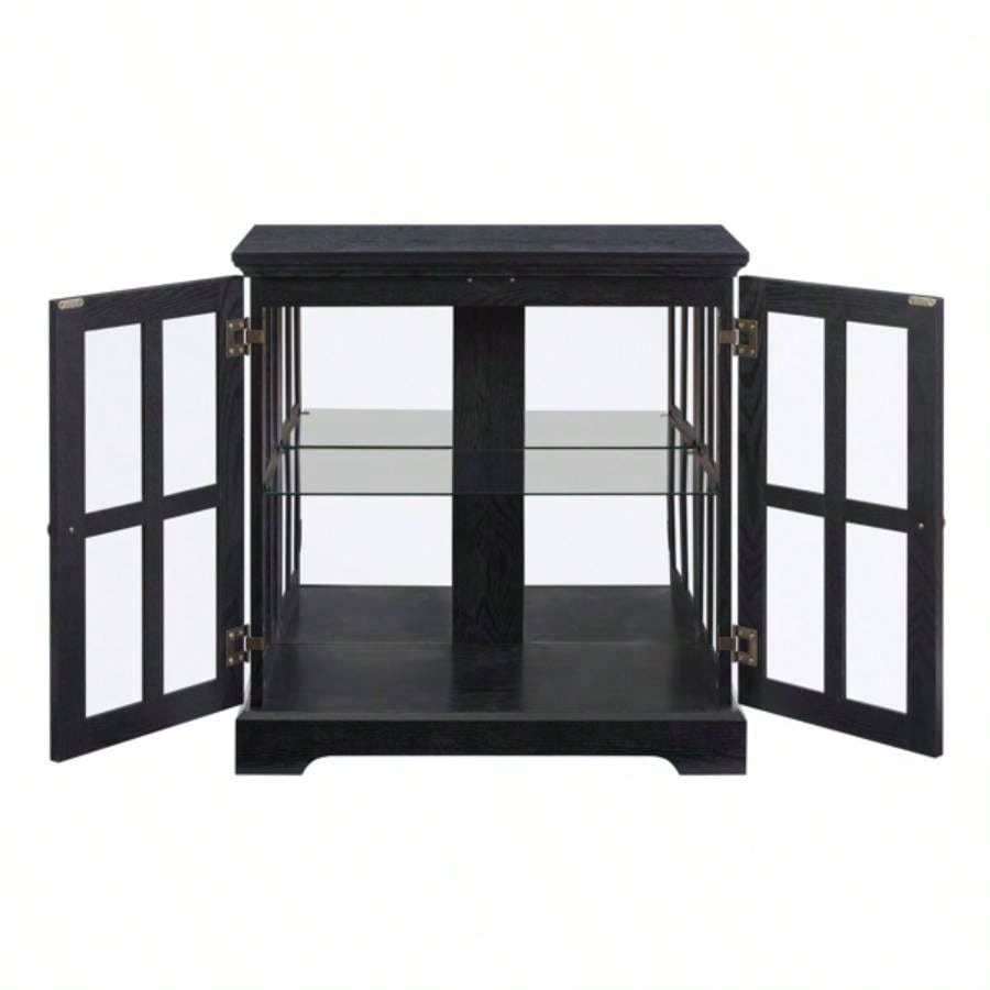 LED Curio Display Cabinet, Antique Display Cabinet with Adjustable Shelves, Retro Design Quality Showcase with Lattice Doors Elegant Bookcase and Storage Cabinet Home Decor and Organization BLK