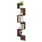 5 - layer brown wall mounted corner stand/bookshelf