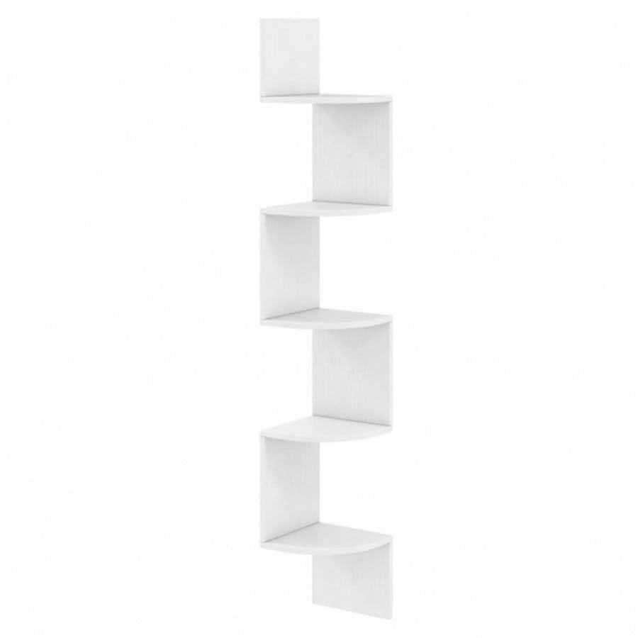 5 - layer white wall mounted corner stand/bookshelf