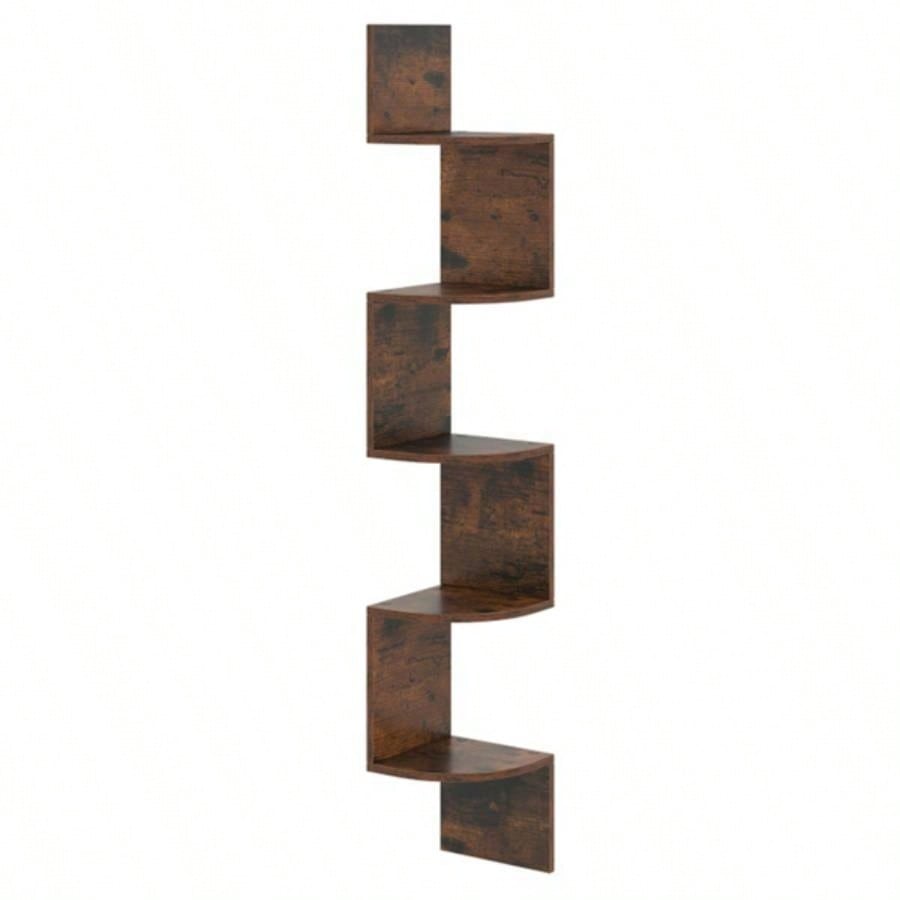5 - layer brown wall mounted corner stand/bookshelf