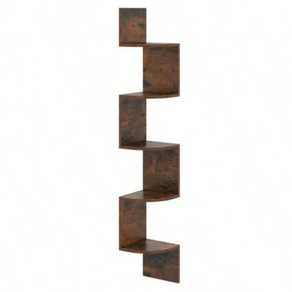 5 - layer brown wall mounted corner stand/bookshelf
