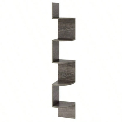 5 - layer Oak wall mounted corner stand/bookshelf