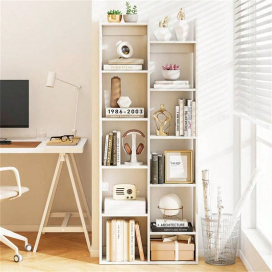 25.5x 8x 64 Wooden Bookcase with Anti - Tipping Kits - White