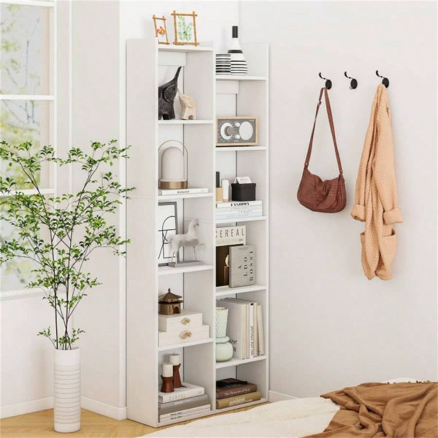 25.5x 8x 64 Wooden Bookcase with Anti - Tipping Kits - White