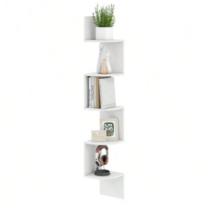 5 - layer white wall mounted corner stand/bookshelf