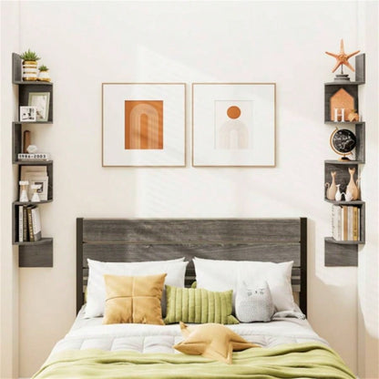 5 - layer Oak wall mounted corner stand/bookshelf