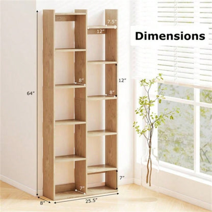 25.5x 8x 64 Wooden Bookcase with Anti - Tipping Kits - Natural