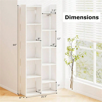 25.5x 8x 64 Wooden Bookcase with Anti - Tipping Kits - White