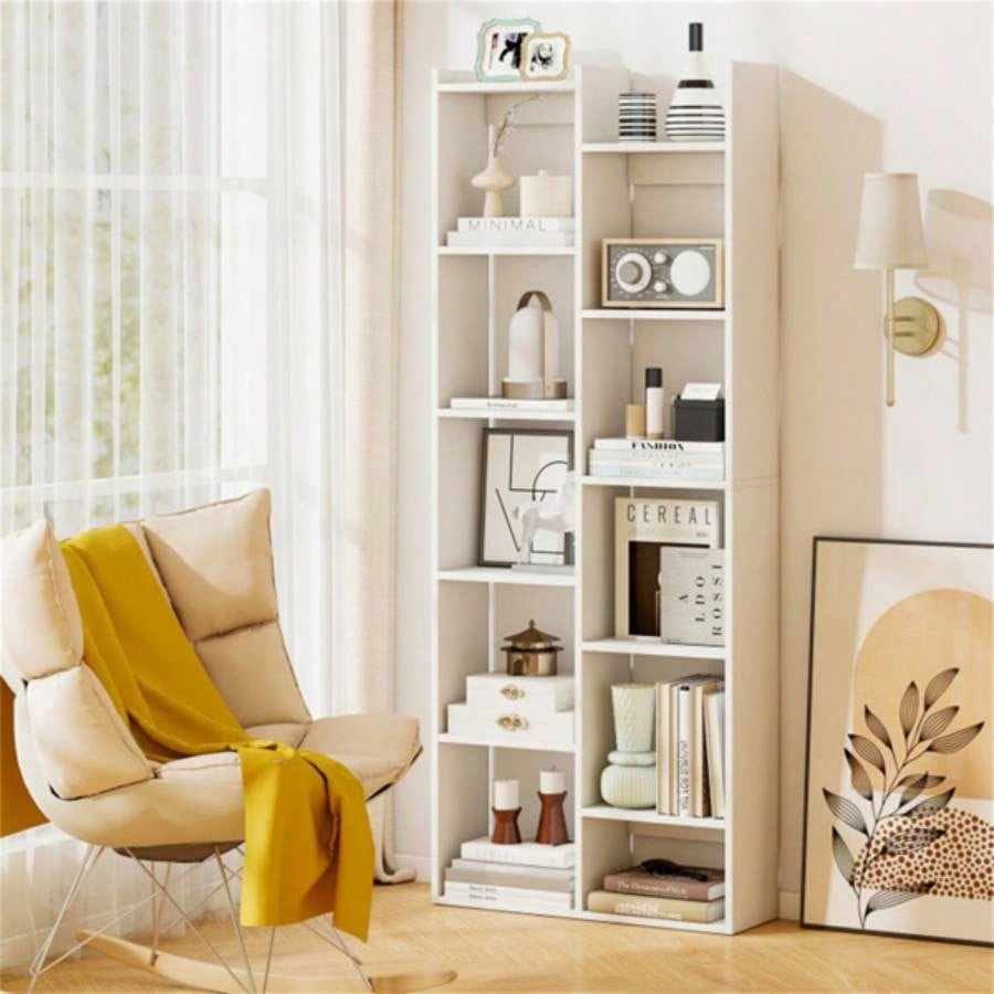 25.5x 8x 64 Wooden Bookcase with Anti - Tipping Kits - White