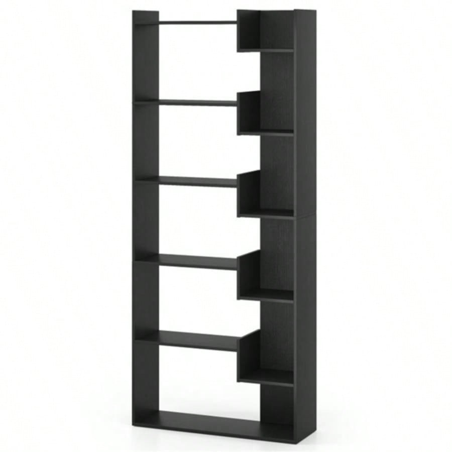 Black 6 - Tier Bookshelf Wooden Bookcase