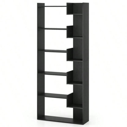 Black 6 - Tier Bookshelf Wooden Bookcase