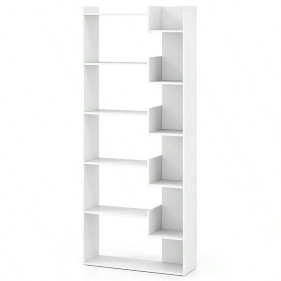 White 6 - Tier Bookshelf Wooden Bookcase