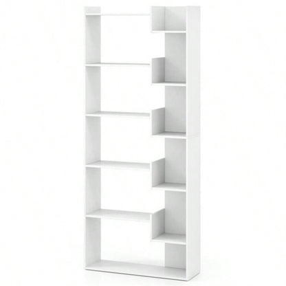 White 6 - Tier Bookshelf Wooden Bookcase