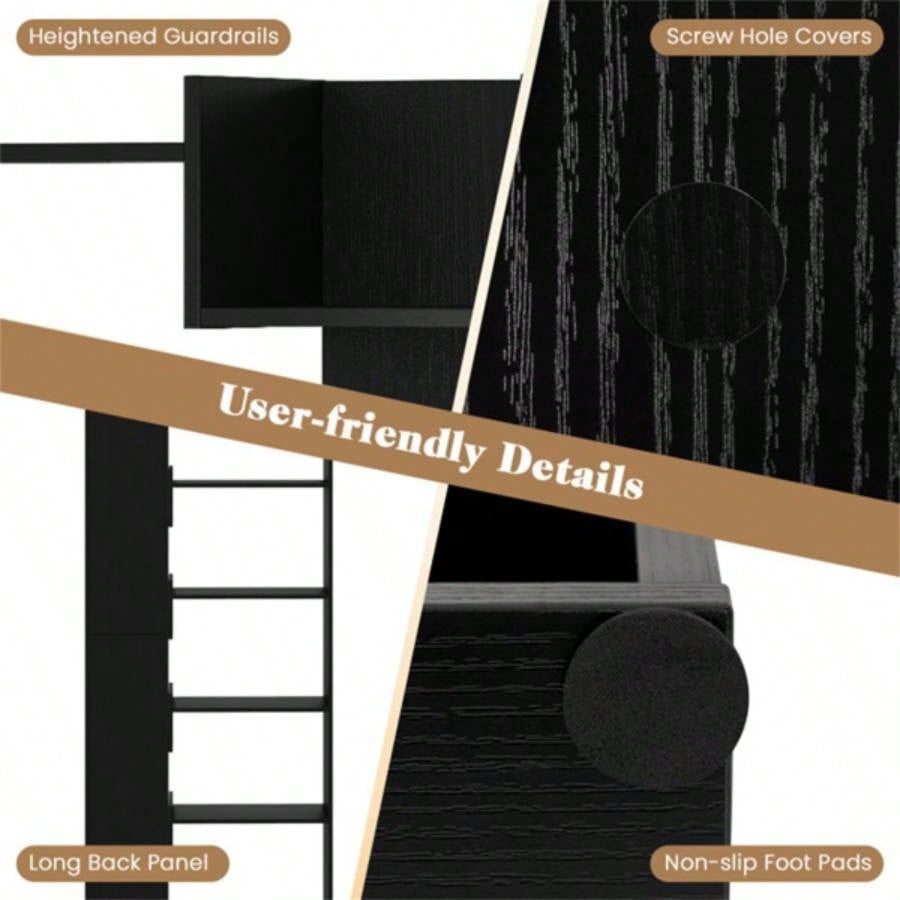 Black 6 - Tier Bookshelf Wooden Bookcase