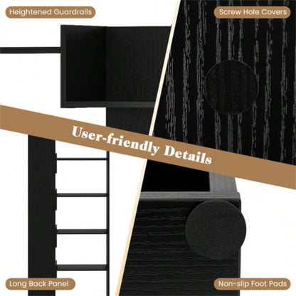 Black 6 - Tier Bookshelf Wooden Bookcase