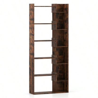 Rustic Brown 6 - Tier Bookshelf Wooden Bookcase