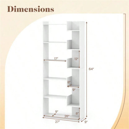 White 6 - Tier Bookshelf Wooden Bookcase