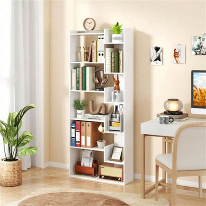White 6 - Tier Bookshelf Wooden Bookcase