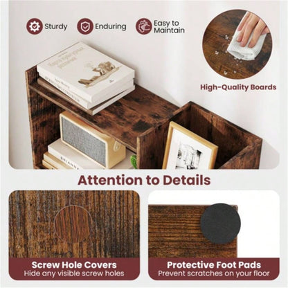 Rustic Brown 6 - Tier Bookshelf Wooden Bookcase