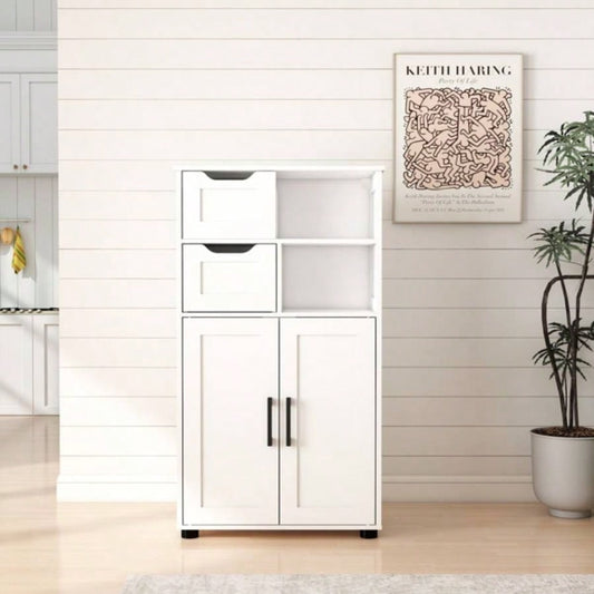 Farmhouse Storage Cabinet, Versatile Double - Door Storage Cabinet with Adjustable Shelves - Living Room Dining Room