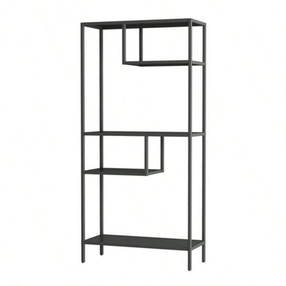 Modern Storage Shelf with 4 Compartments Metal, Freestanding Organizer, Book Shelves Display Shelves Living Room, Bedroom, Home Office