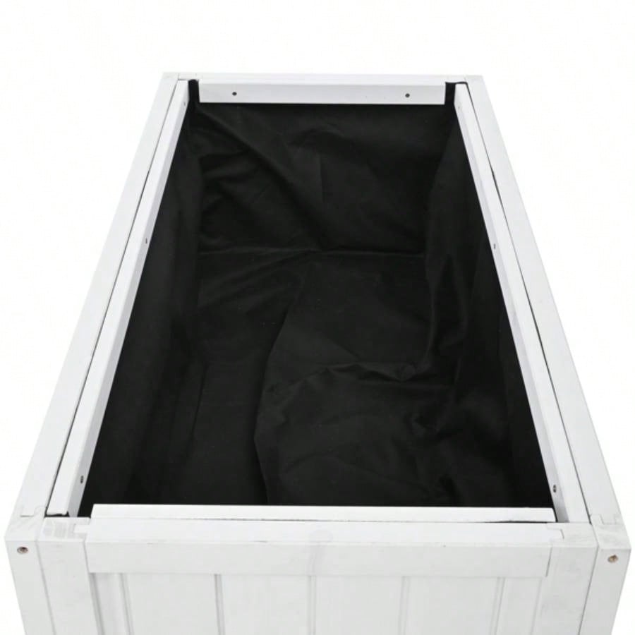 35.439; 39; 17.39; 39; 37.439; 39; Wood Cold Frame, Compact 2 Doors Garden Greenhouse with Wheels, Raised Bed with Liner Indoor Outdoor Use, White