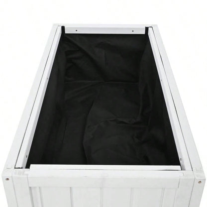 35.439; 39; 17.39; 39; 37.439; 39; Wood Cold Frame, Compact 2 Doors Garden Greenhouse with Wheels, Raised Bed with Liner Indoor Outdoor Use, White