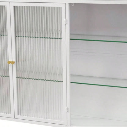 3 Door Arched Wall Mounted Glass Cabinets Kitchen, Living Room and BathroomWhite