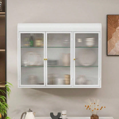 3 Door Arched Wall Mounted Glass Cabinets Kitchen, Living Room and BathroomWhite