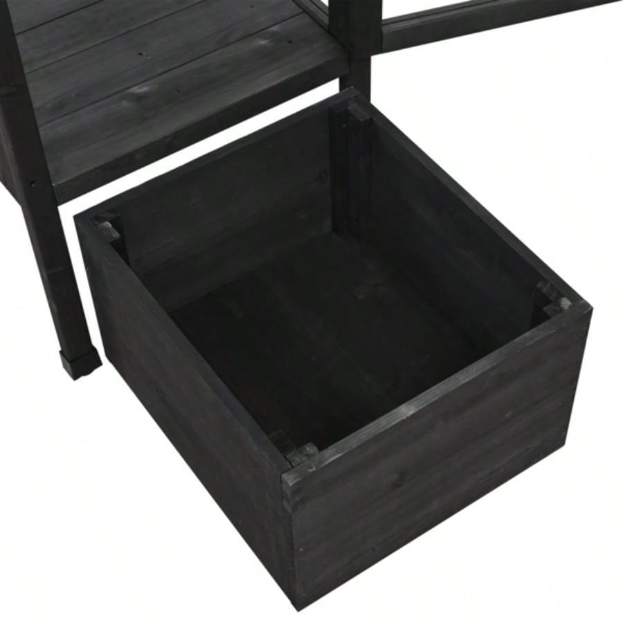 TOPMAX 62.4inch Height Wood Garden Greenhouse Balcony Portable Cold Frame with Movable Storage Box and Adjustable Shelves Outdoor Indoor Use, Black