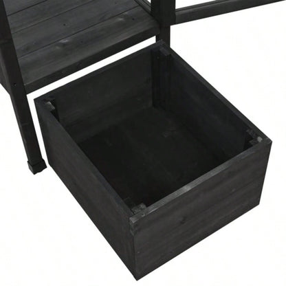 TOPMAX 62.4inch Height Wood Garden Greenhouse Balcony Portable Cold Frame with Movable Storage Box and Adjustable Shelves Outdoor Indoor Use, Black