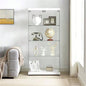 4 - Tier Glass Display Cabinet, Double Door Glass Cabinet, Four Partitions, Two Locks, Floor Standing Storage Cabinet Living Room, Bedroom, Showroom and Office, White, 31.5Lx 14.2x 66.3H