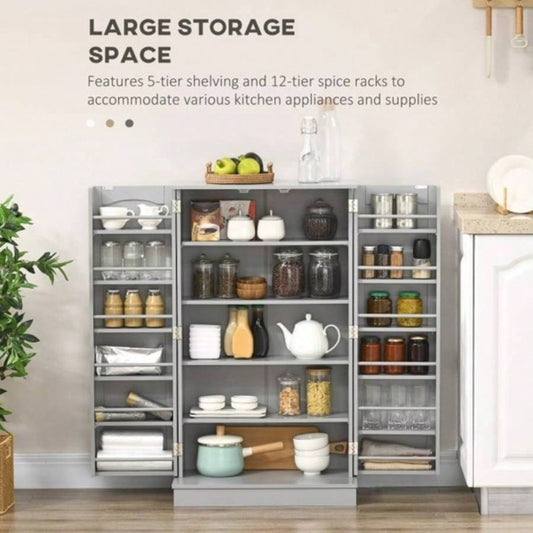 Simple Triamine Adjustable Shelves Sideboard With Door Cabinet White, Gray - AS Prohibited by