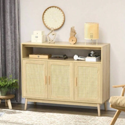 Sideboard Buffet Cabinet with Rattan Doors, Natural Prohibited by