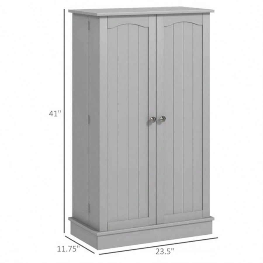 Simple Triamine Adjustable Shelves Sideboard With Door Cabinet White, Gray - AS Prohibited by