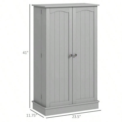 Simple Triamine Adjustable Shelves Sideboard With Door Cabinet White, Gray - AS Prohibited by